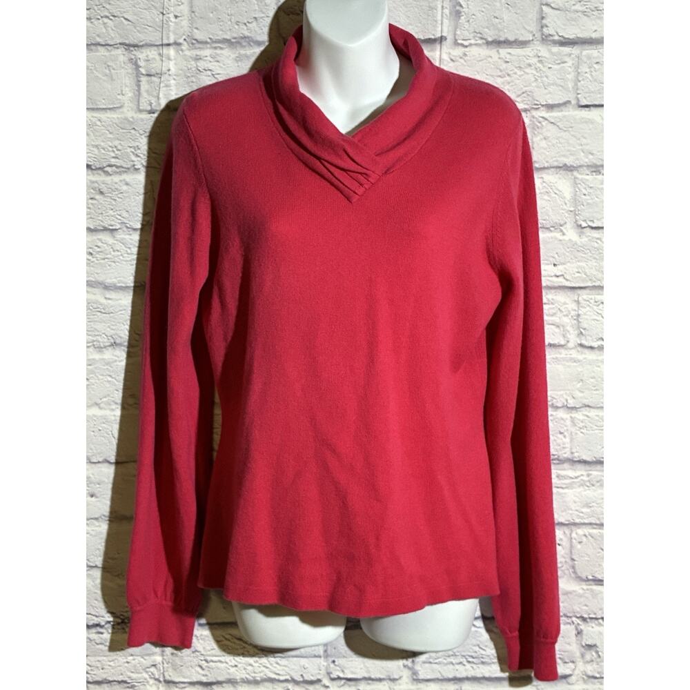 Saks Fifth Avenue 100% Cashmere Raspberry Cowl Neck Sweater M